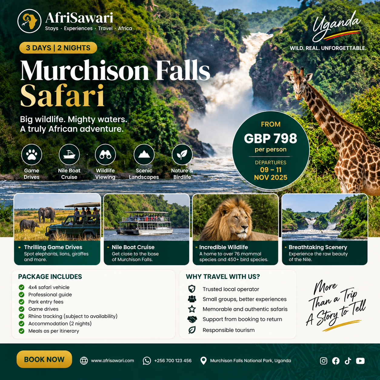 Discover Murchison Falls: A 3-Day Uganda Safari trip banner